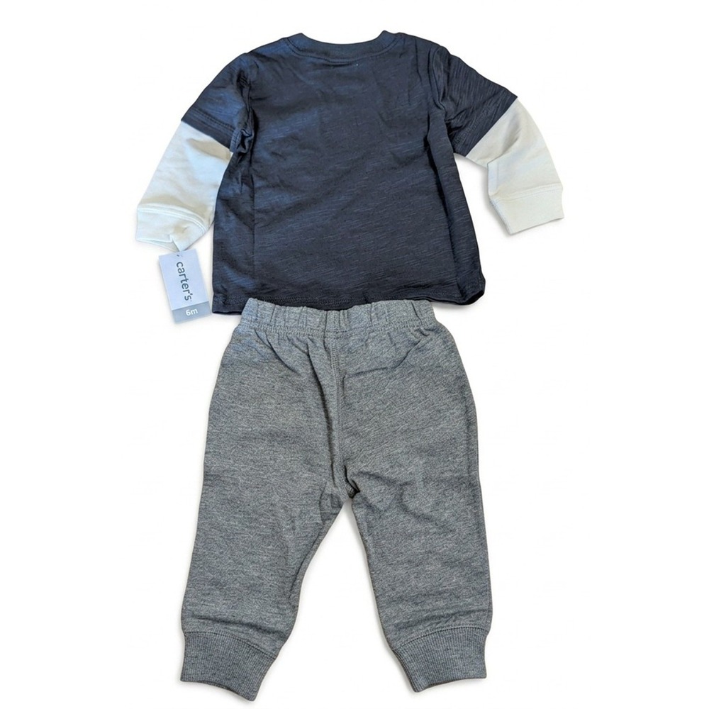 Carter's Baby Boy's Jogger Sets, 2 Sets Long Sleeve Tees and Sweats, 6 Months - Picture 8 of 10